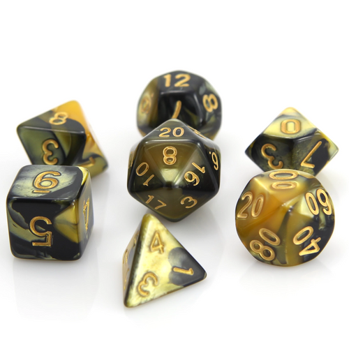 7Pc Rpg Set - Yellow And Black Marble
