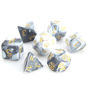 7Pc Rpg Set - White And Black Marble