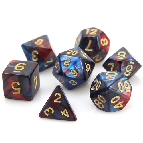 7Pc Rpg Set - Red And Blue Marble