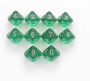 Chessex 10D10 Translucent Green/White Chx23275