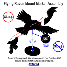 Load image into Gallery viewer, Litko Flying Raven Character Mount Kit With 2 Inch Circle Base Black
