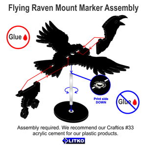 Litko Flying Raven Character Mount Kit With 2 Inch Circle Base Black