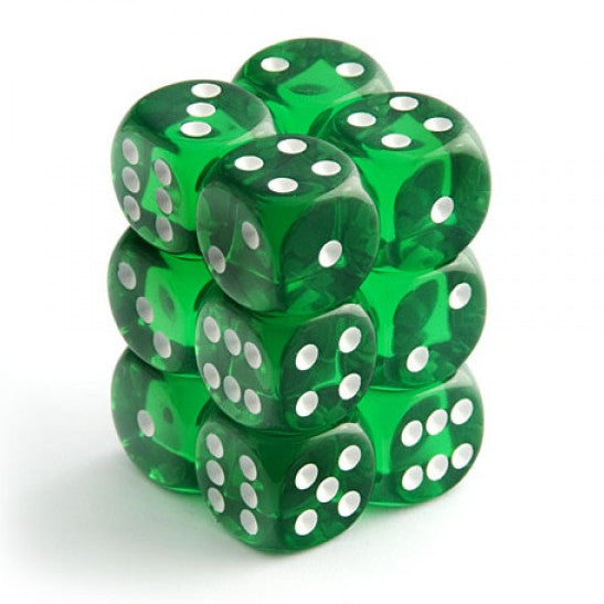 Chessex 12D6 16Mm Translucent Green/White Chx23605