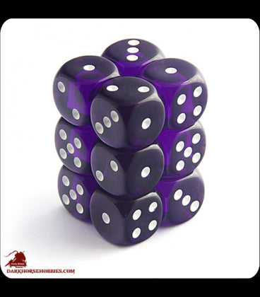 Chessex 12D6 16Mm Translucent Purple/White Chx23607