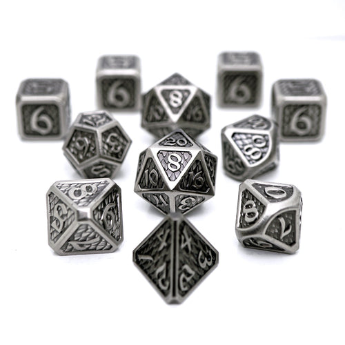 11 Piece RPG Set - Drakona Eldric Argentum