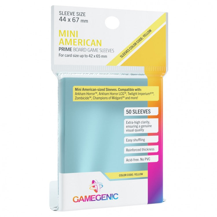 Gamegenic Prime Board Game Sleeves: Mini American (Yellow)