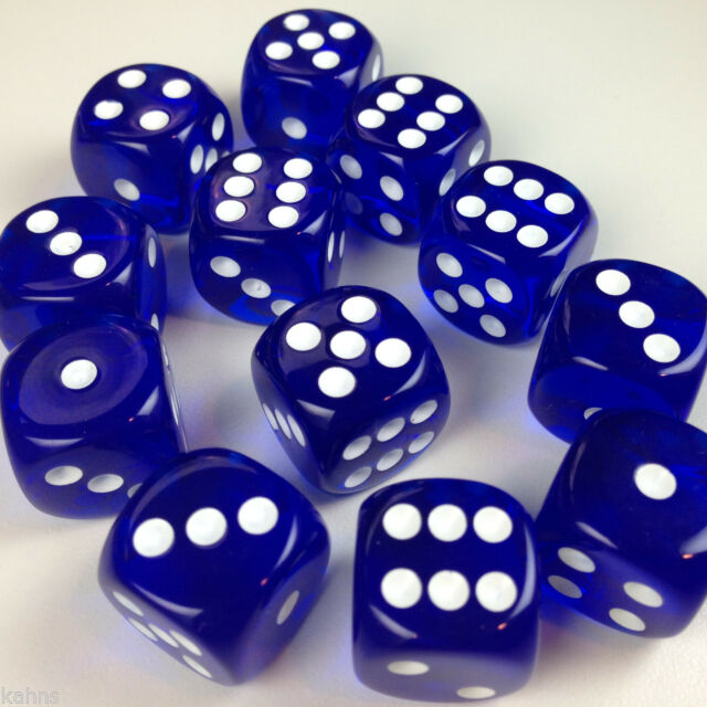 Chessex 12D6 16Mm Translucent Blue/White Chx23606